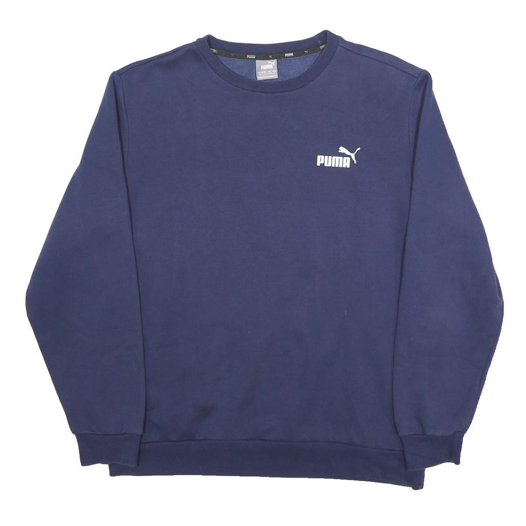 PUMA Mens Blue Crew Neck XL Cotton Blend Sweatshirt Pullover Logo Sportswear