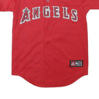 MAJESTIC Womens Red Angels Baseball Jersey M Short Sleeve V-Neck Hunter 48