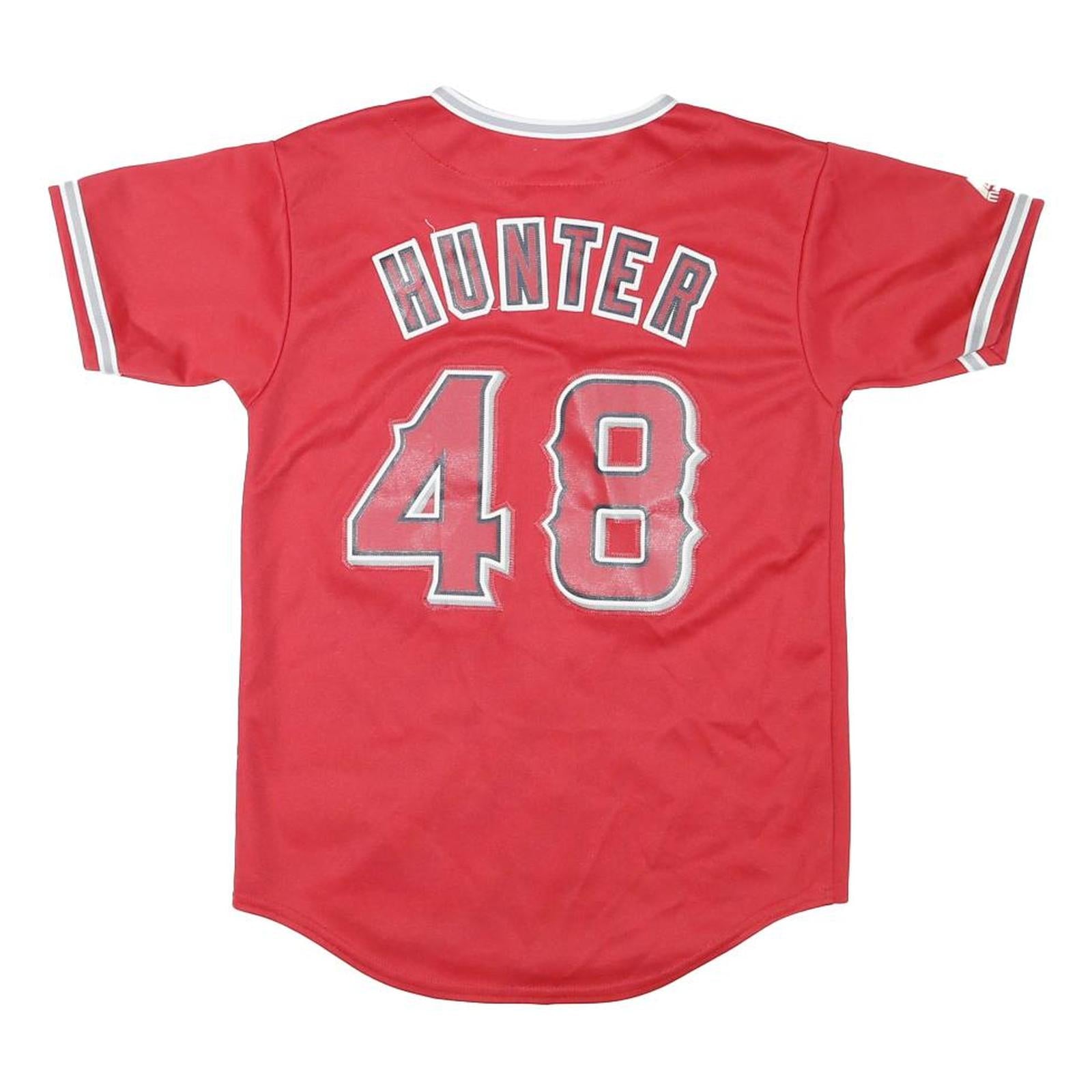 MAJESTIC Womens Red Angels Baseball Jersey M Short Sleeve V-Neck Hunter 48