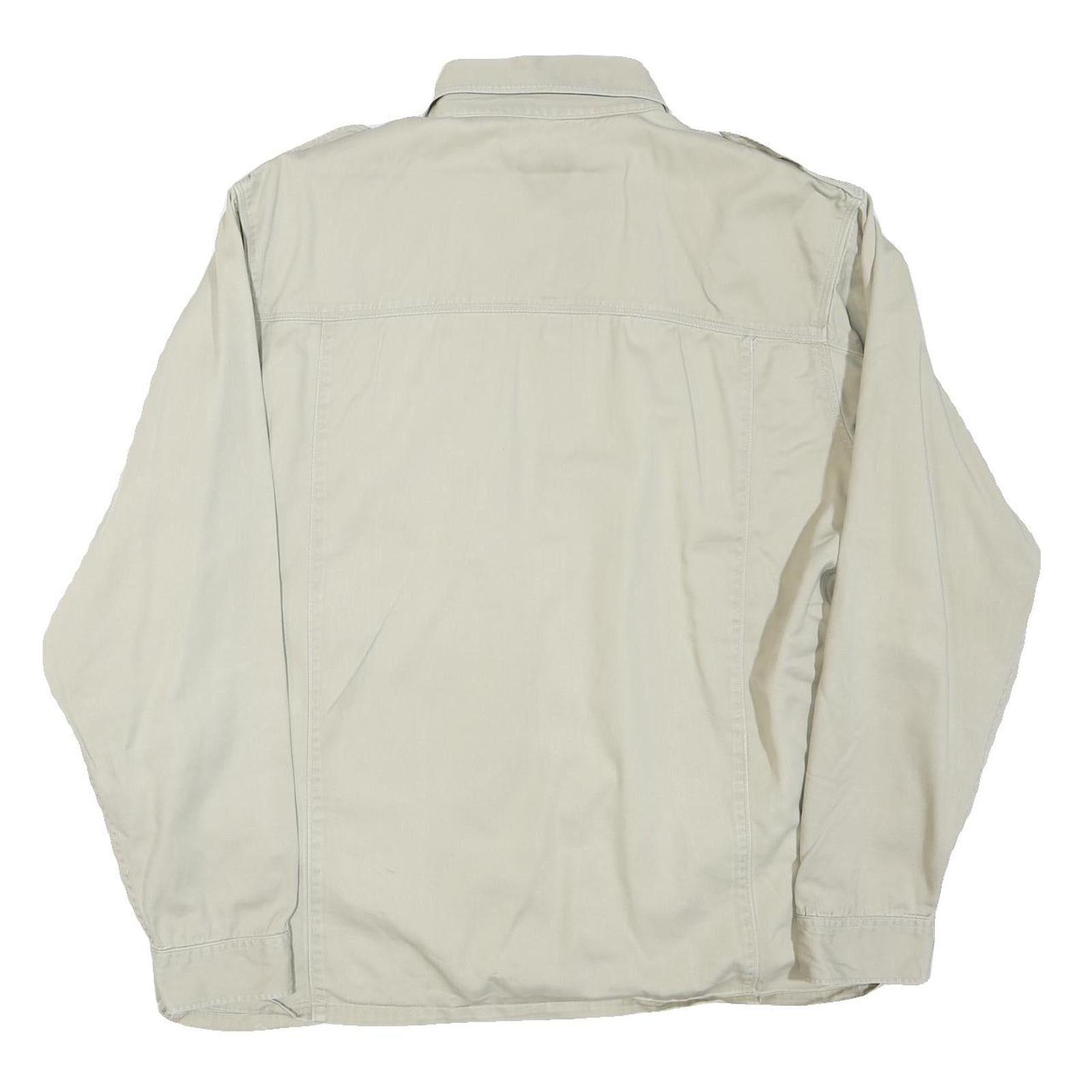 ROCKY Mens Beige Shirt L Cotton Blend Casual Long Sleeve Button Closure