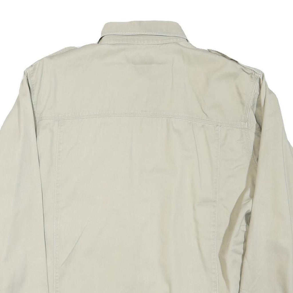 ROCKY Mens Beige Shirt L Cotton Blend Casual Long Sleeve Button Closure