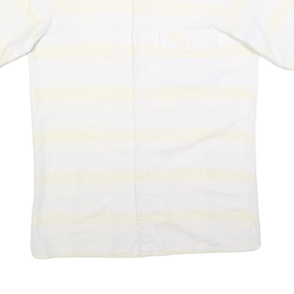 HIT FASHION Mens White Shirt S Cotton Blend Casual Short Sleeve Button Pocket