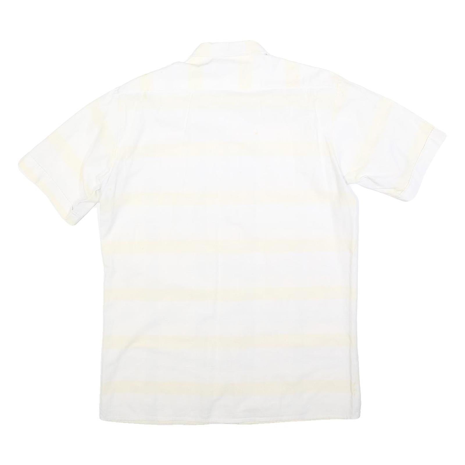 HIT FASHION Mens White Shirt S Cotton Blend Casual Short Sleeve Button Pocket