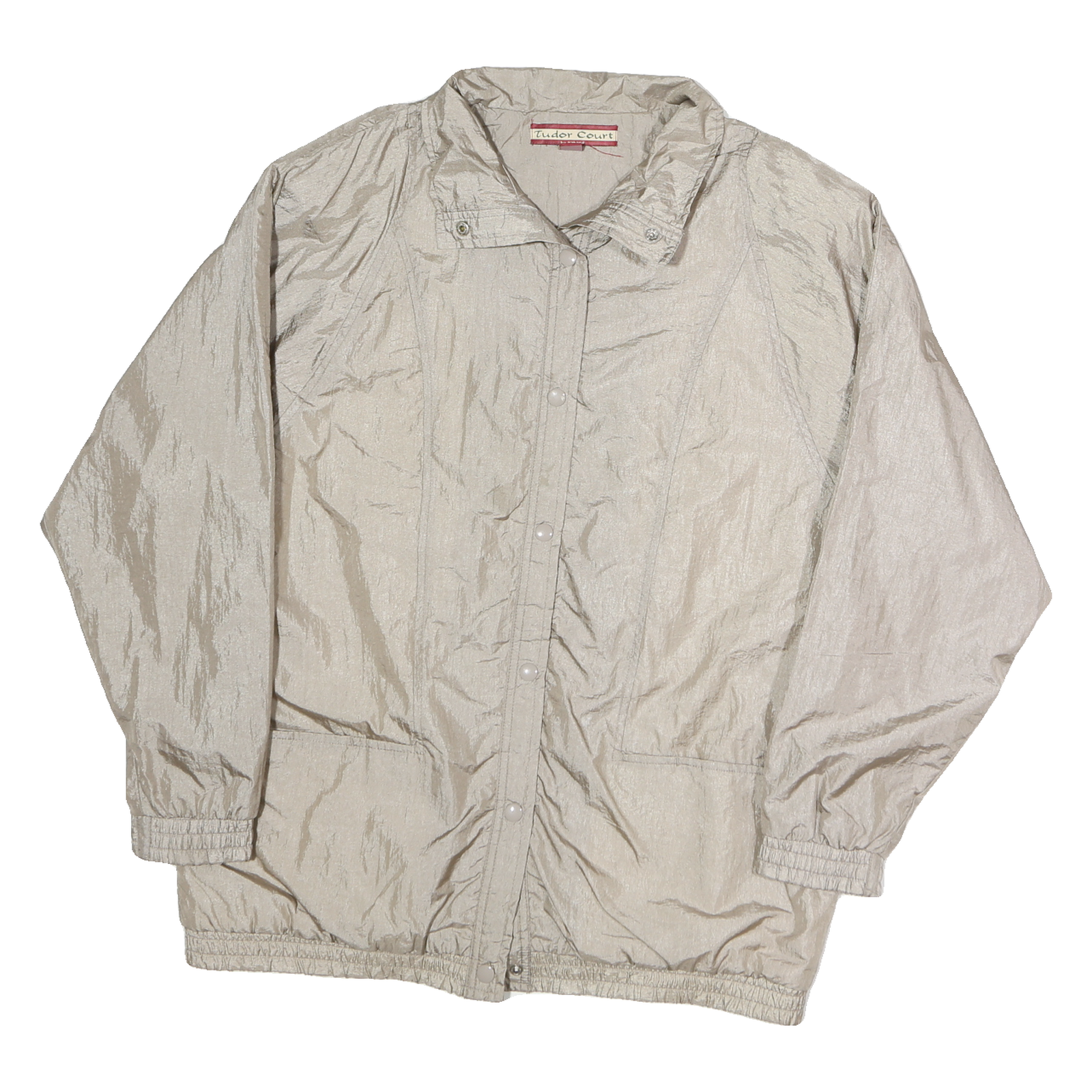 TUDOR COURT Womens Beige Nylon Jacket L Button Closure Lightweight Plain