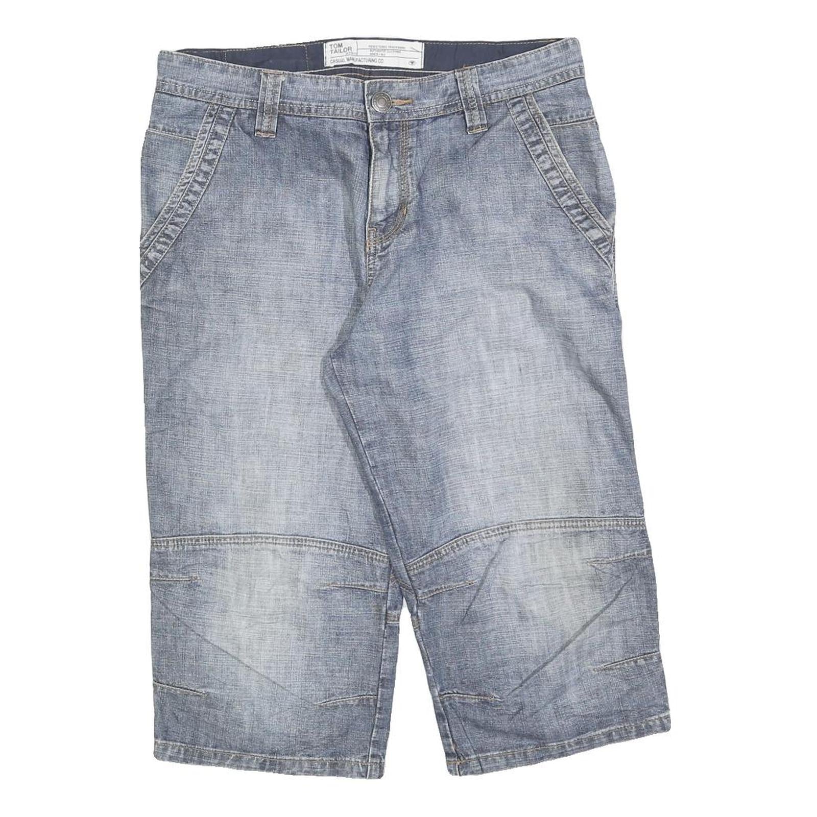 TOM TAILOR Mens Denim Blue Casual Shorts M W30 Cotton Blend Comfortable Fit