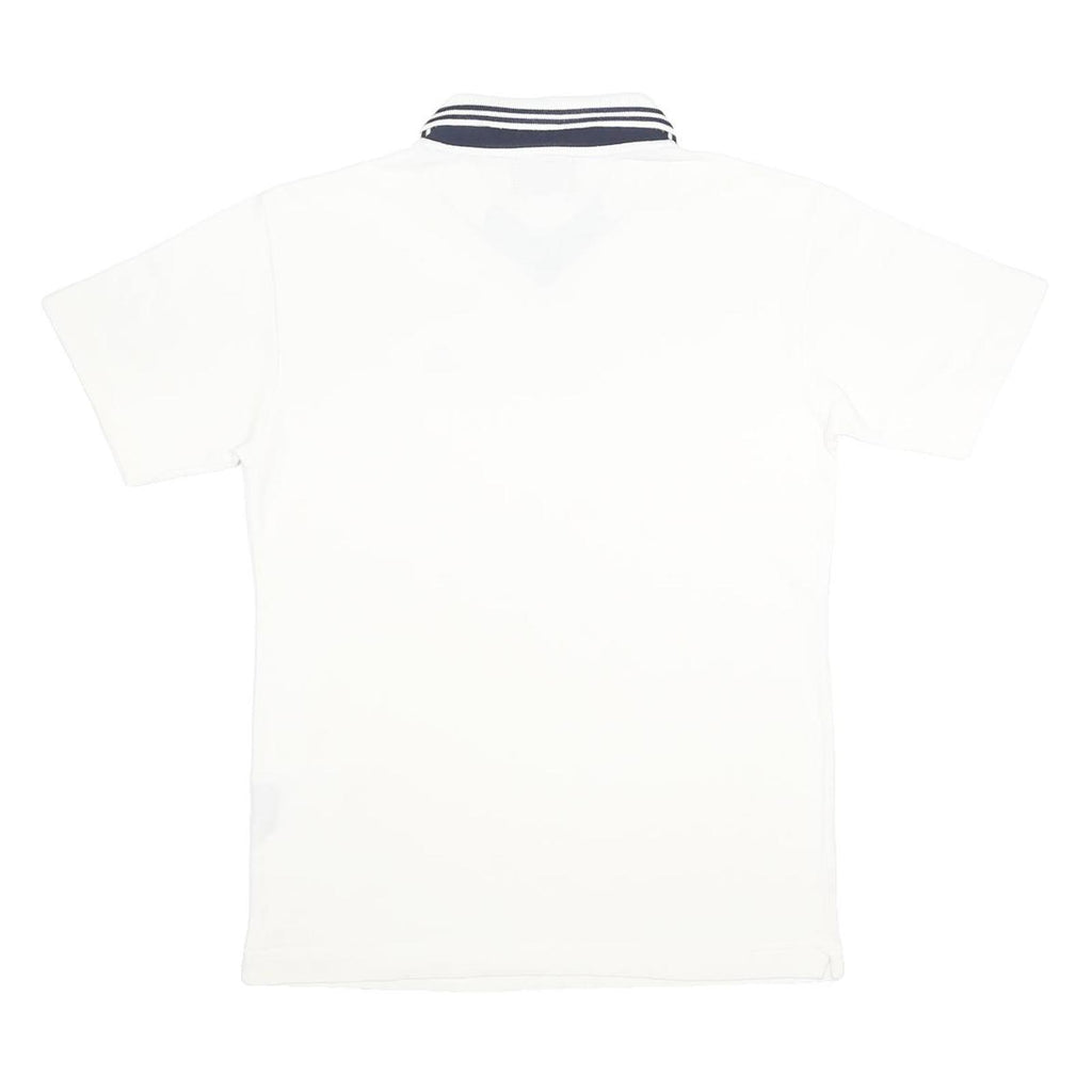 KAPPA Mens White & Navy Short Sleeve Plain Polo Shirt S Sport Casual