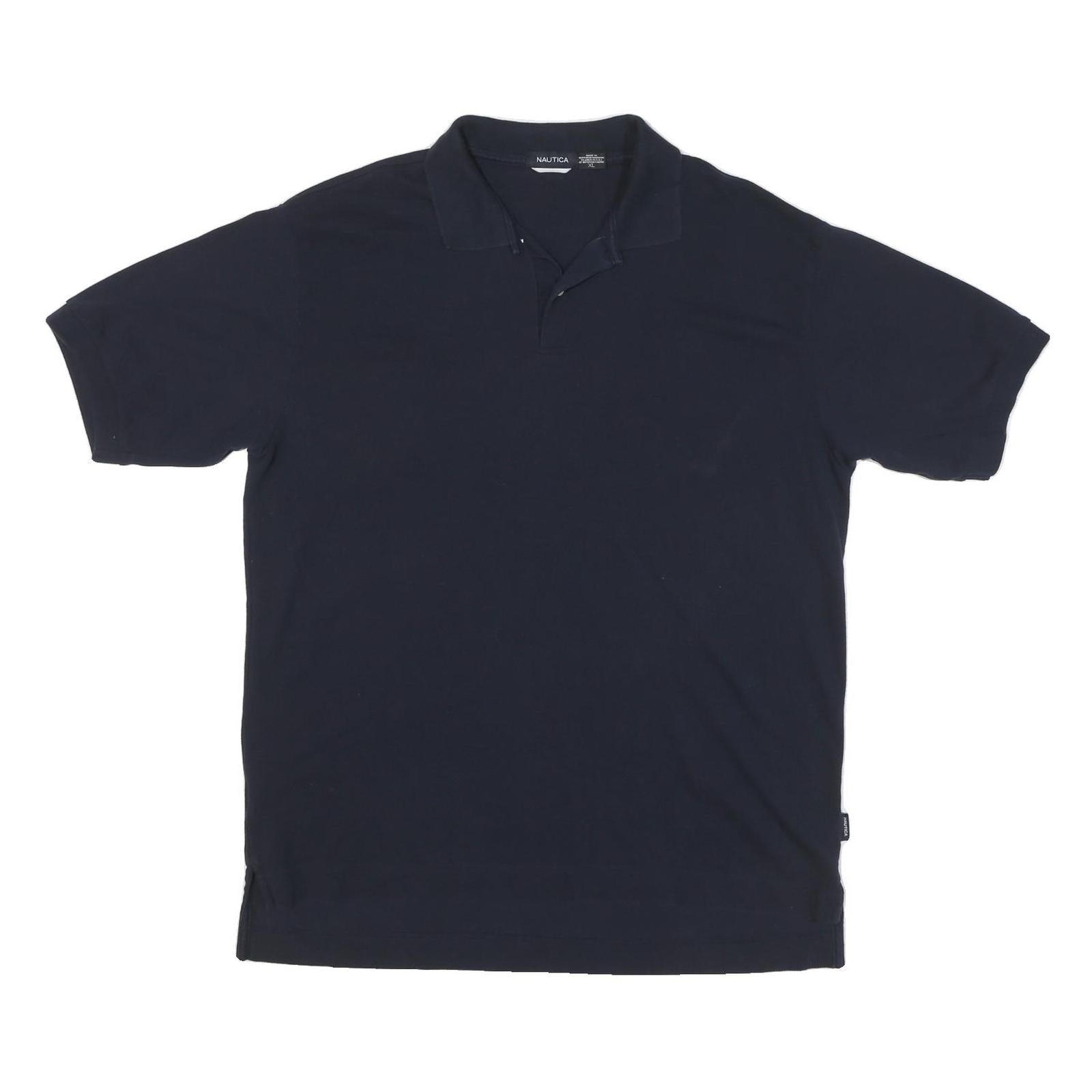 NAUTICA Mens Navy Blue Short Sleeve Plain XL Cotton Blend Polo Shirt