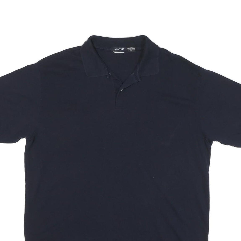 NAUTICA Mens Navy Blue Short Sleeve Plain XL Cotton Blend Polo Shirt