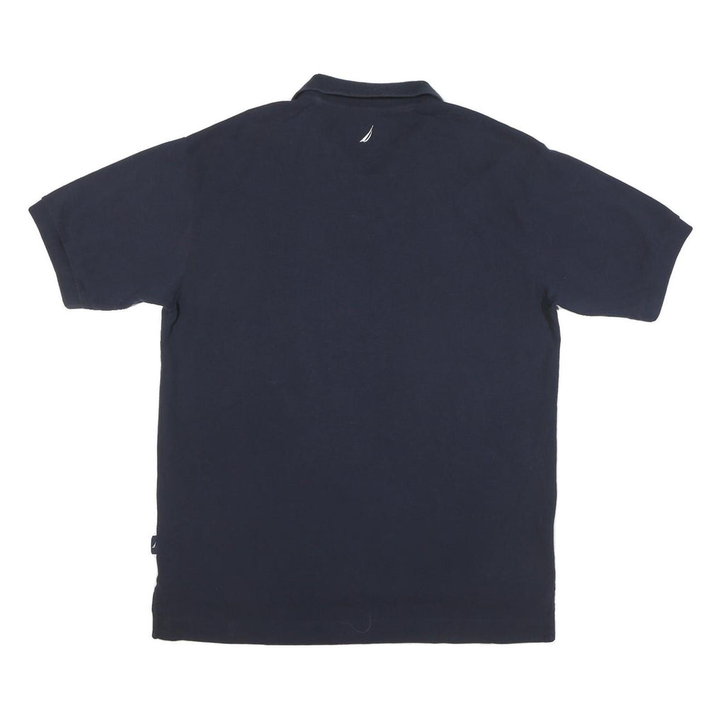 NAUTICA Mens Navy Blue Short Sleeve Plain XL Cotton Blend Polo Shirt