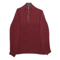 CALVIN KLEIN Mens Red Patterned Half Zip Chunky Knit Jumper M Cable Knit