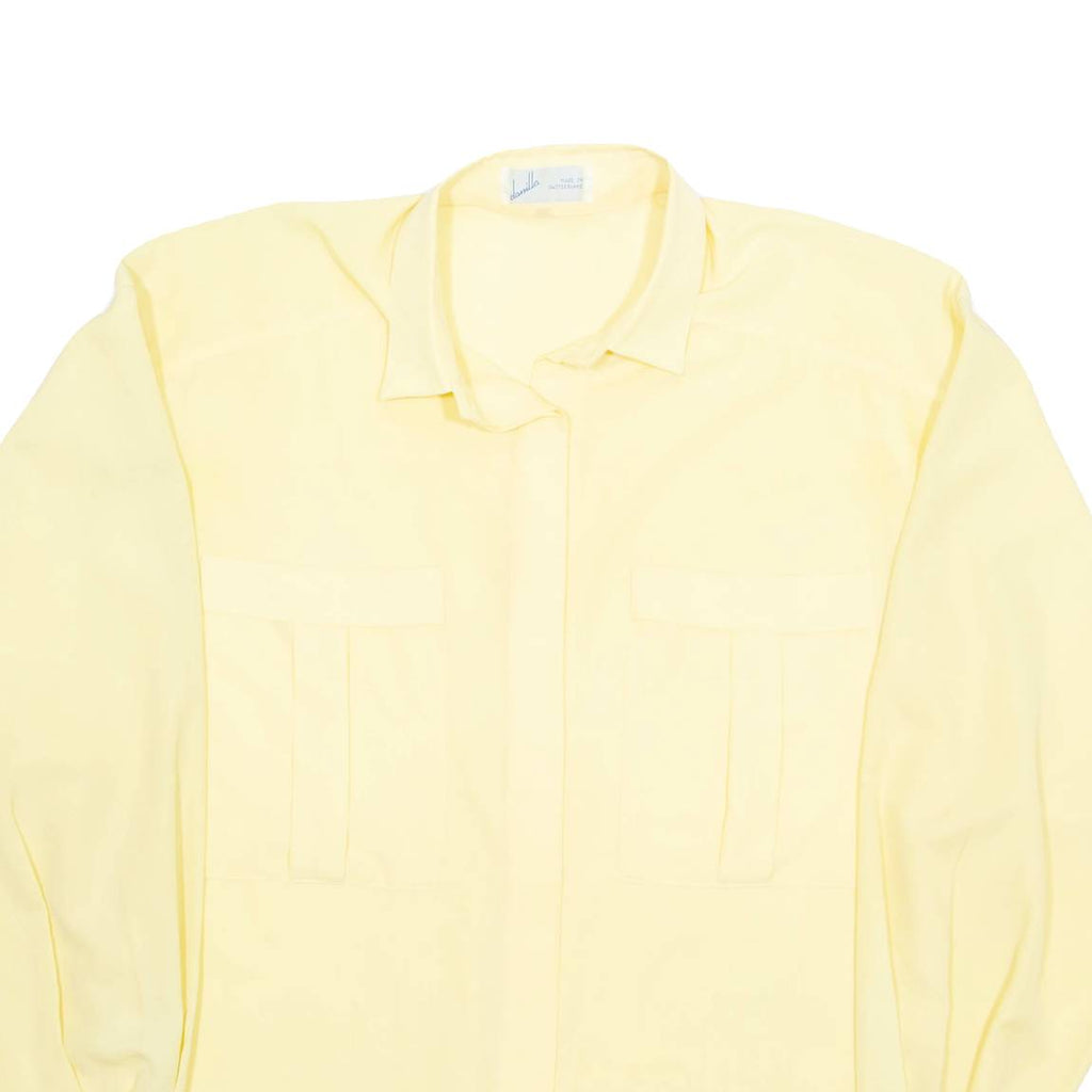 DANIELLA Womens Shirt Yellow Collared Long Sleeve S
