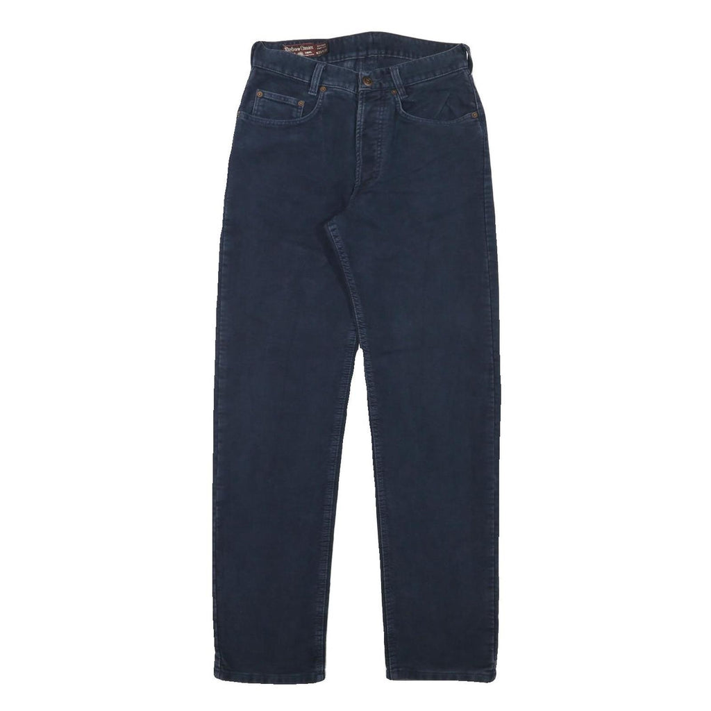 MARLBORO Mens Cotton Blend Navy Regular Fit Straight Leg Trousers W26 L32