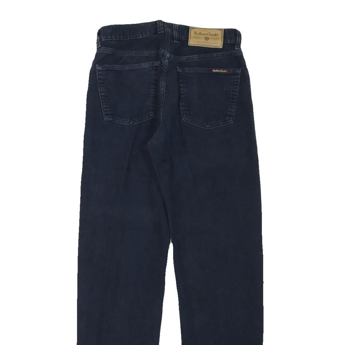 MARLBORO Mens Cotton Blend Navy Regular Fit Straight Leg Trousers W26 L32