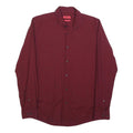 HUGO BOSS Mens Red Plain Shirt M Elegant Cotton Blend Button Down