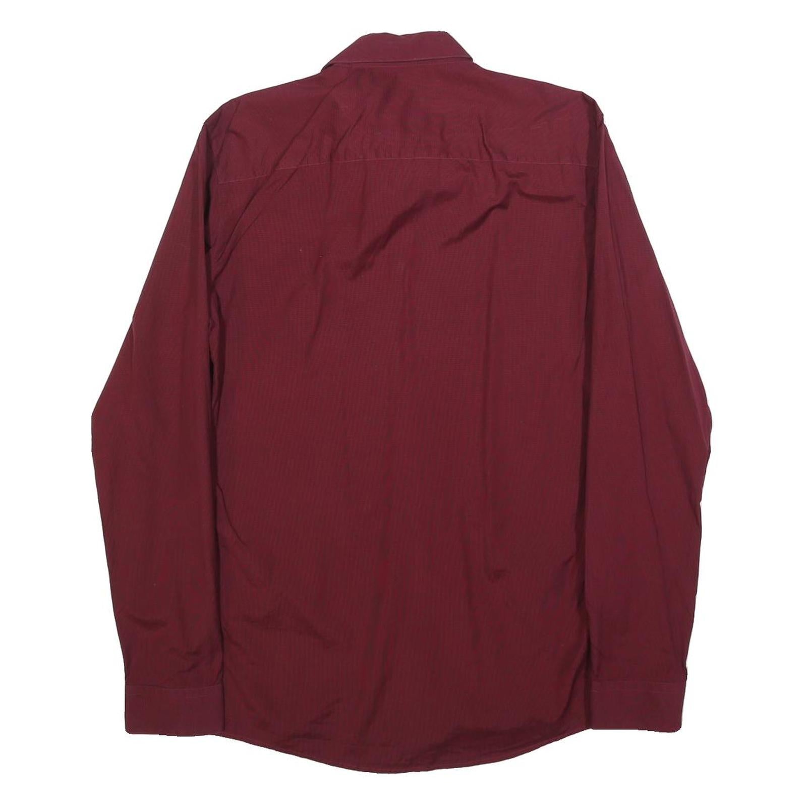 HUGO BOSS Mens Red Plain Shirt M Elegant Cotton Blend Button Down