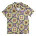 MYSTERY LAND Mens Purple Printed Classic Shirt Short Sleeve Button Collar L
