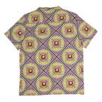 MYSTERY LAND Mens Purple Printed Classic Shirt Short Sleeve Button Collar L