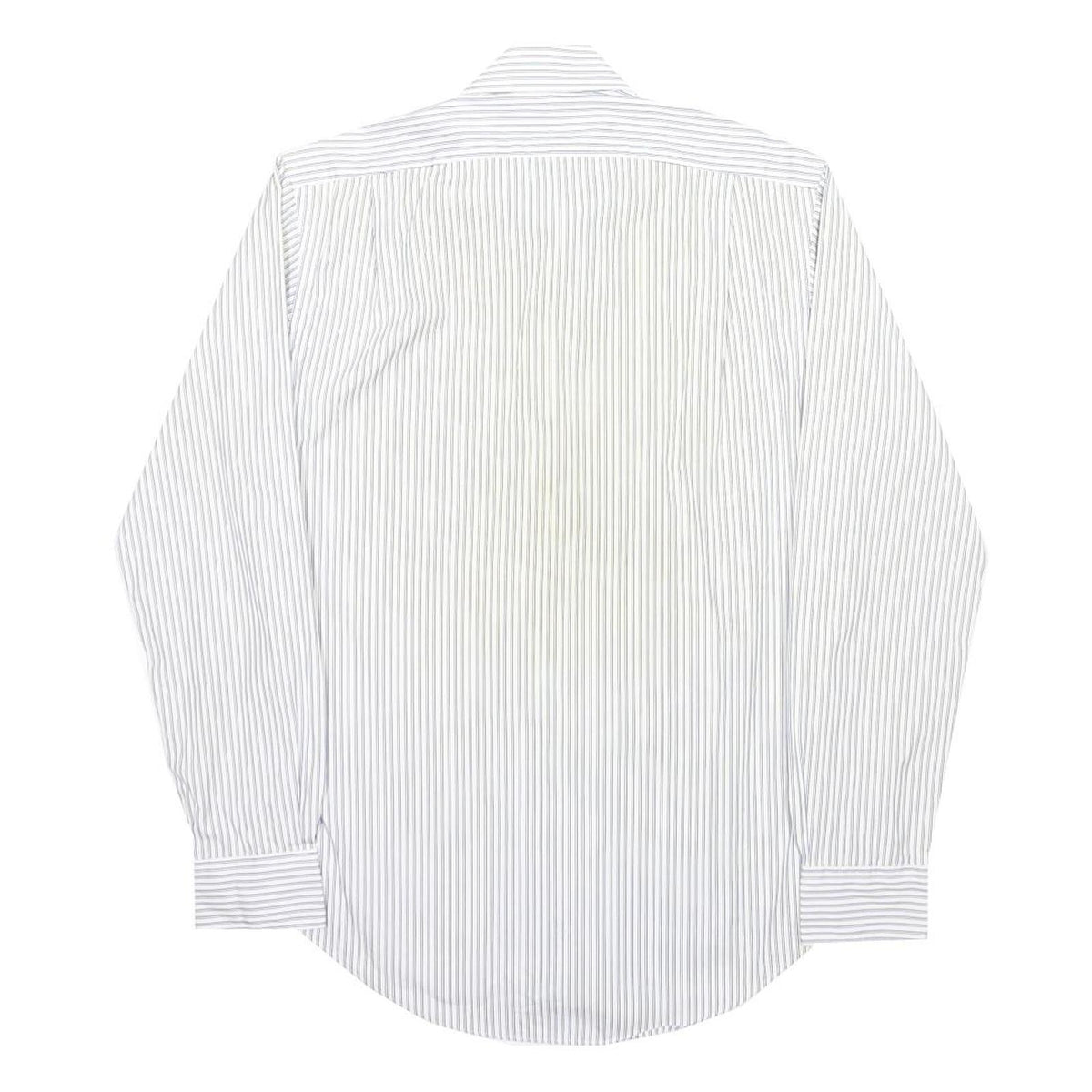 POLO RALPH LAUREN Mens White & Grey Striped Cotton Blend Shirt M Classic Fit