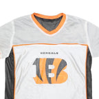NFL Mens White & Orange Bengals Graphic T-Shirt M Short Sleeve V-Neck Sportswear