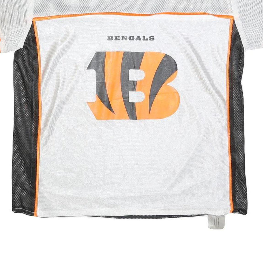 NFL Mens White & Orange Bengals Graphic T-Shirt M Short Sleeve V-Neck Sportswear