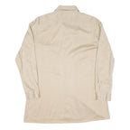 Mens Beige & Brown Patterned Shirt M Cotton Blend Classic Casual Button Down