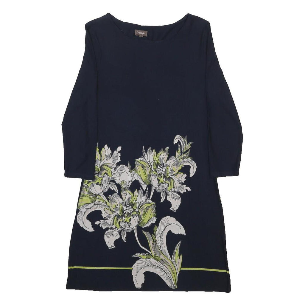 PHASE EIGHT Womens Navy Blue Floral Print Day Dress Viscose Blend UK 10