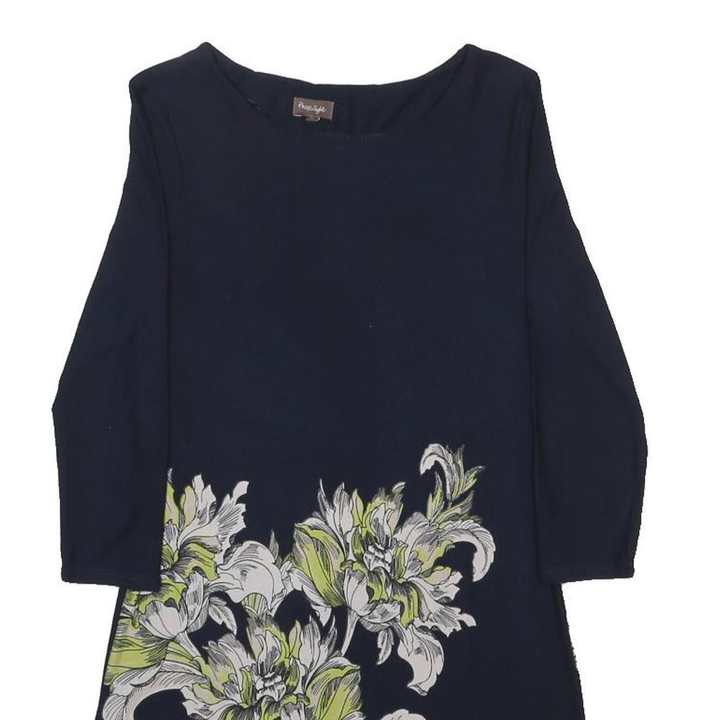 PHASE EIGHT Womens Navy Blue Floral Print Day Dress Viscose Blend UK 10