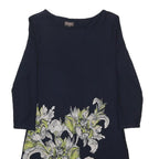 PHASE EIGHT Womens Navy Blue Floral Print Day Dress Viscose Blend UK 10