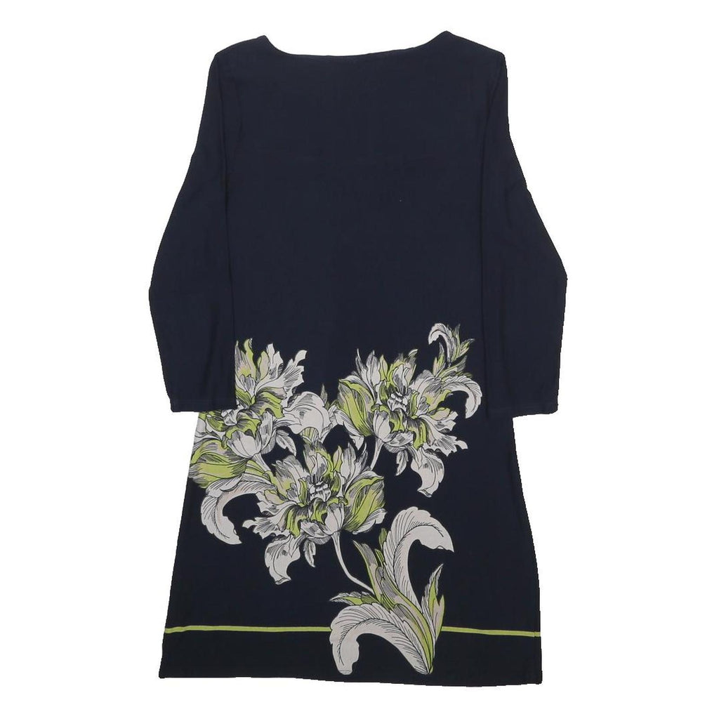 PHASE EIGHT Womens Navy Blue Floral Print Day Dress Viscose Blend UK 10