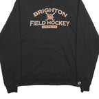 CHAMPION Mens Black Brighton Field Hockey Varsity Pullover Hoodie L Cotton Blend