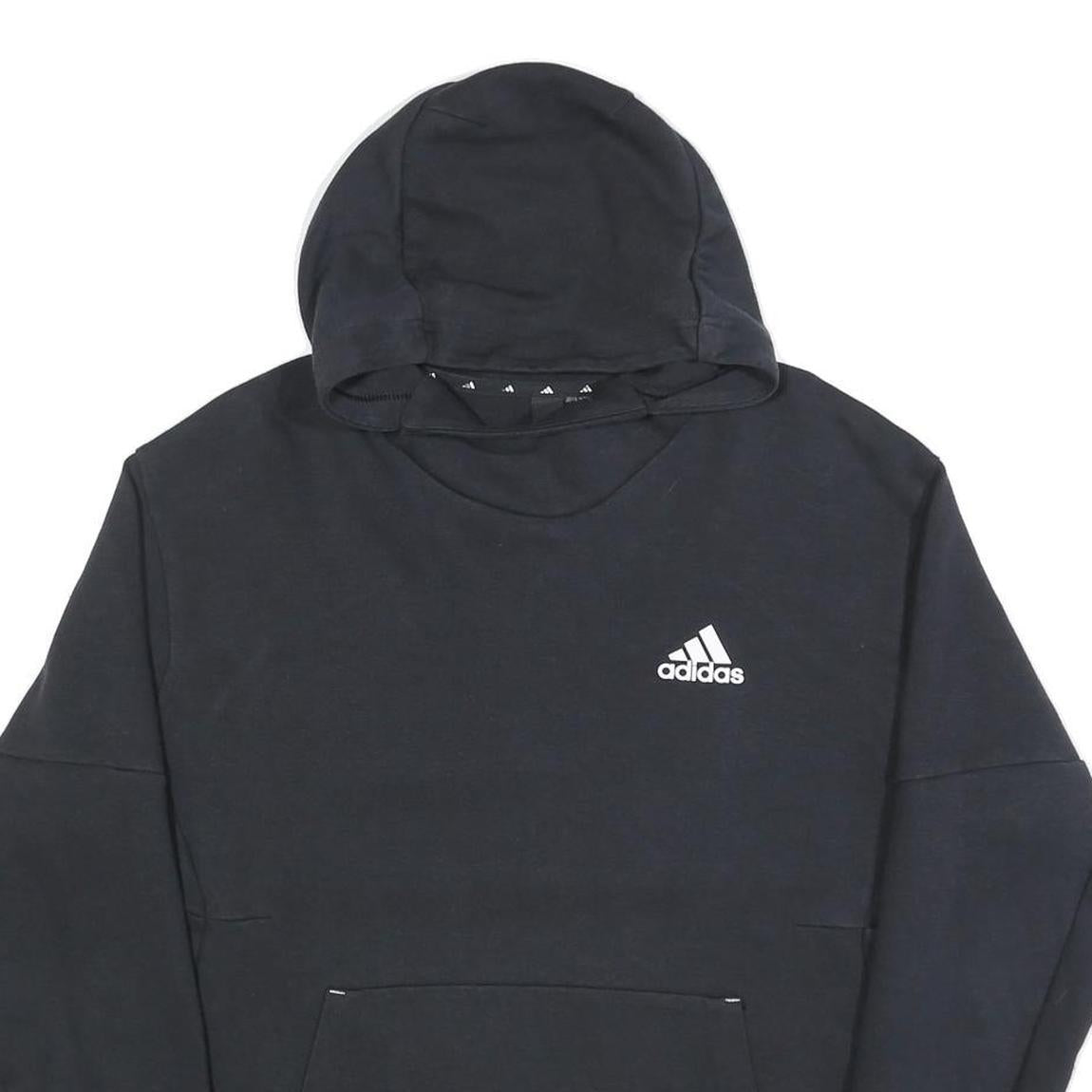 ADIDAS Mens Black Hoodie M Cotton Pullover Sports Casual Sweatshirt