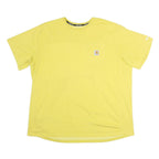 CARHARTT Mens Yellow Polyester Blend T-Shirt 2XL Short Sleeve Crew Neck Pocket