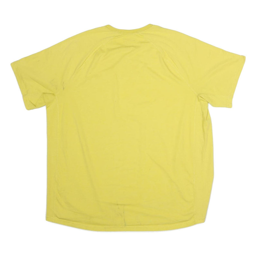 CARHARTT Mens Yellow Polyester Blend T-Shirt 2XL Short Sleeve Crew Neck Pocket