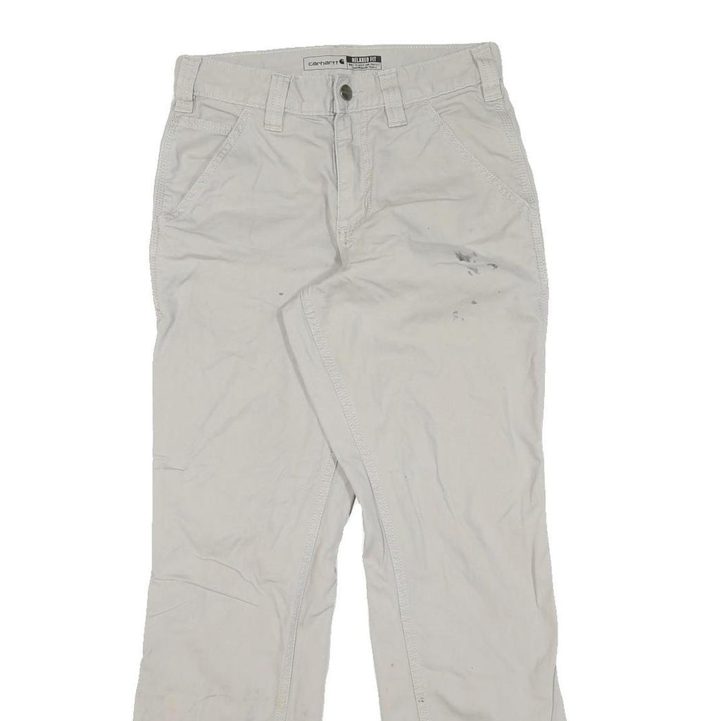 CARHARTT Mens Cotton Regular Beige Trousers W28 L30 Workwear Zip Closure