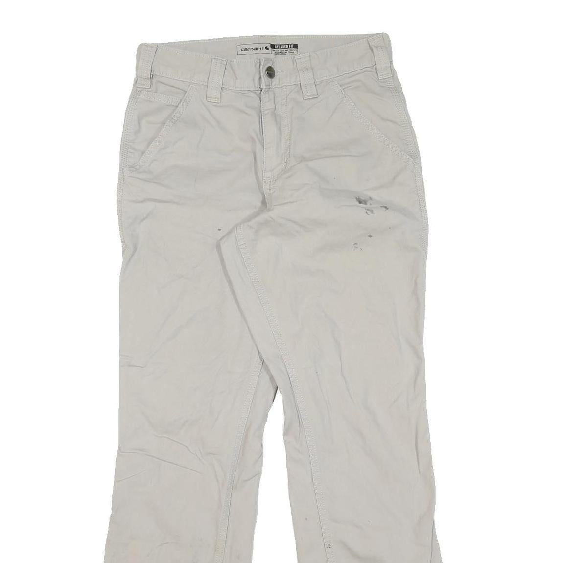 CARHARTT Mens Cotton Regular Beige Trousers W28 L30 Workwear Zip Closure