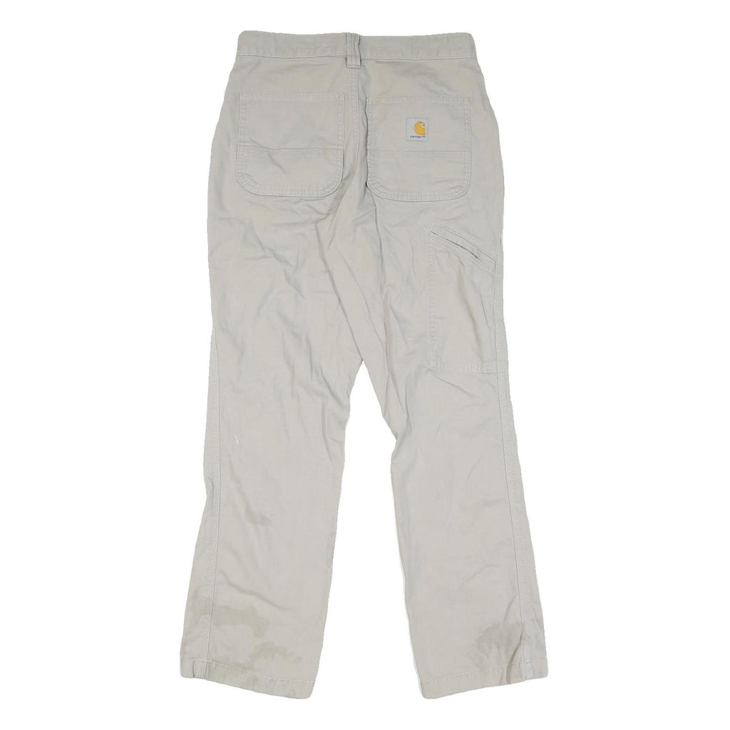 CARHARTT Mens Cotton Regular Beige Trousers W28 L30 Workwear Zip Closure