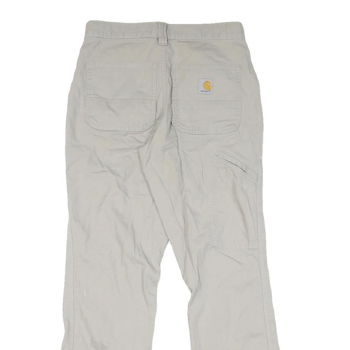 CARHARTT Mens Cotton Regular Beige Trousers W28 L30 Workwear Zip Closure