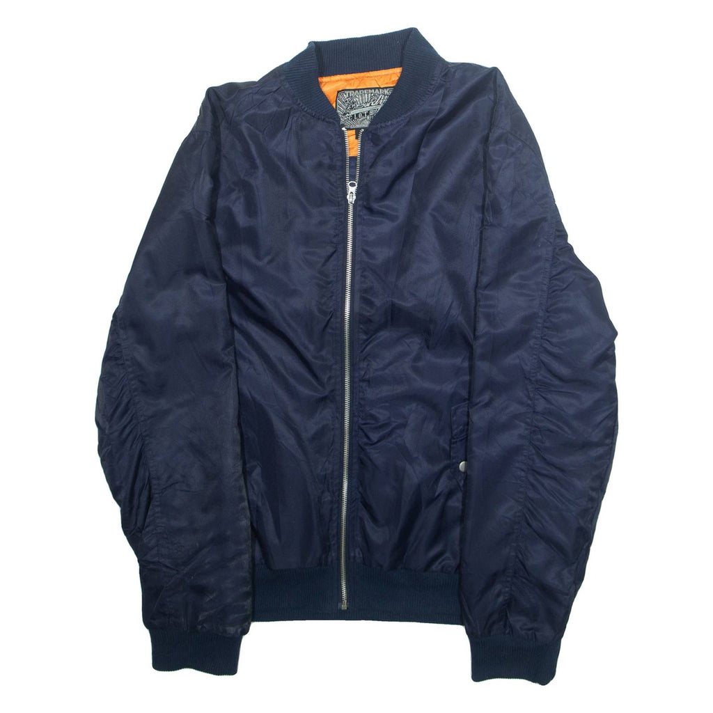BROOKLYN CLOTHES Mens Bomber Jacket Blue Nylon L