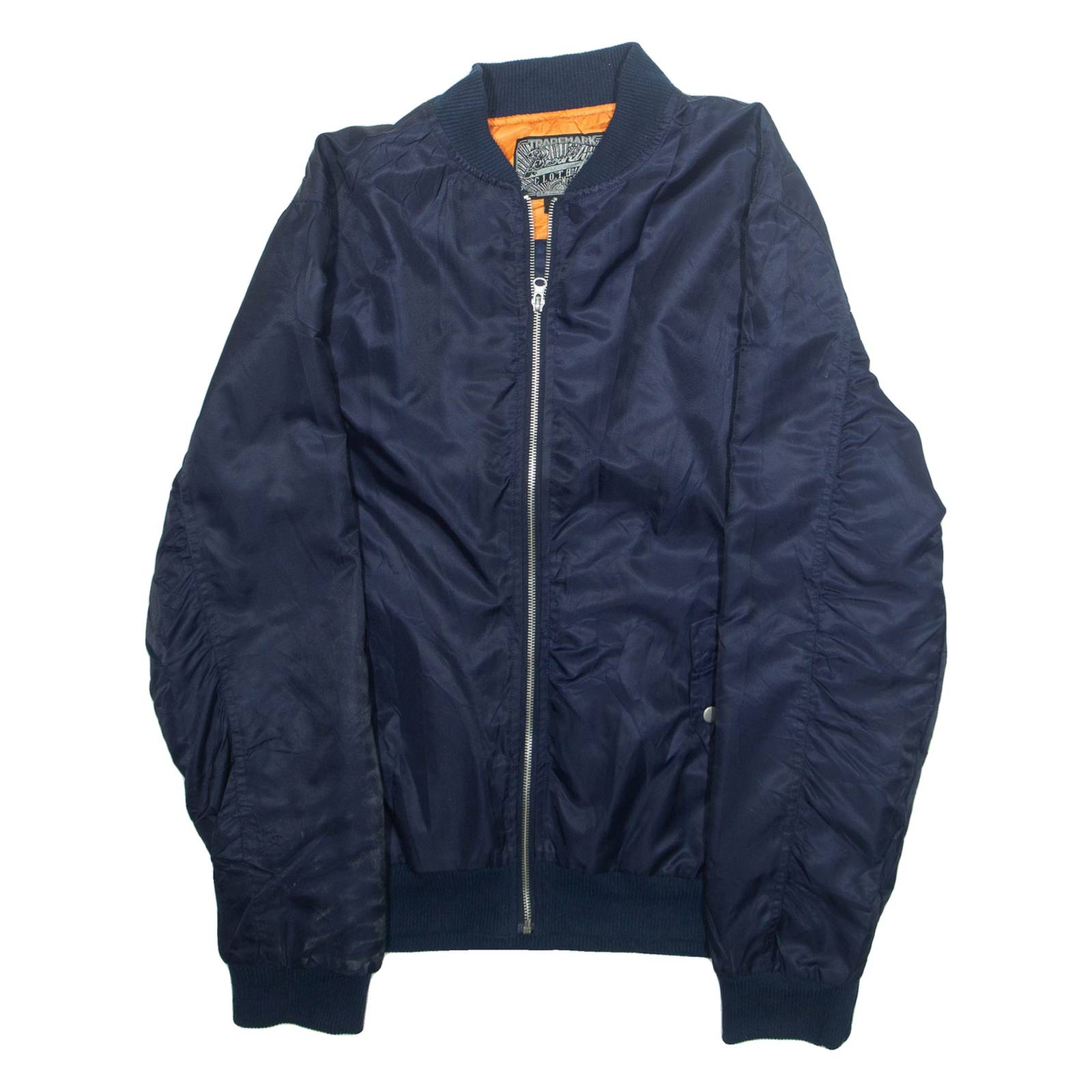 BROOKLYN CLOTHES Mens Bomber Jacket Blue Nylon L
