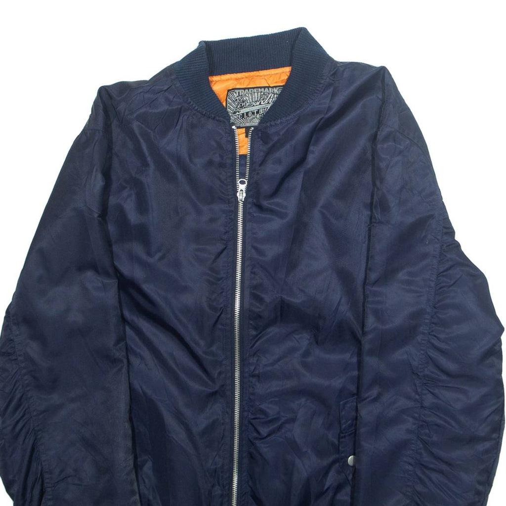 BROOKLYN CLOTHES Mens Bomber Jacket Blue Nylon L