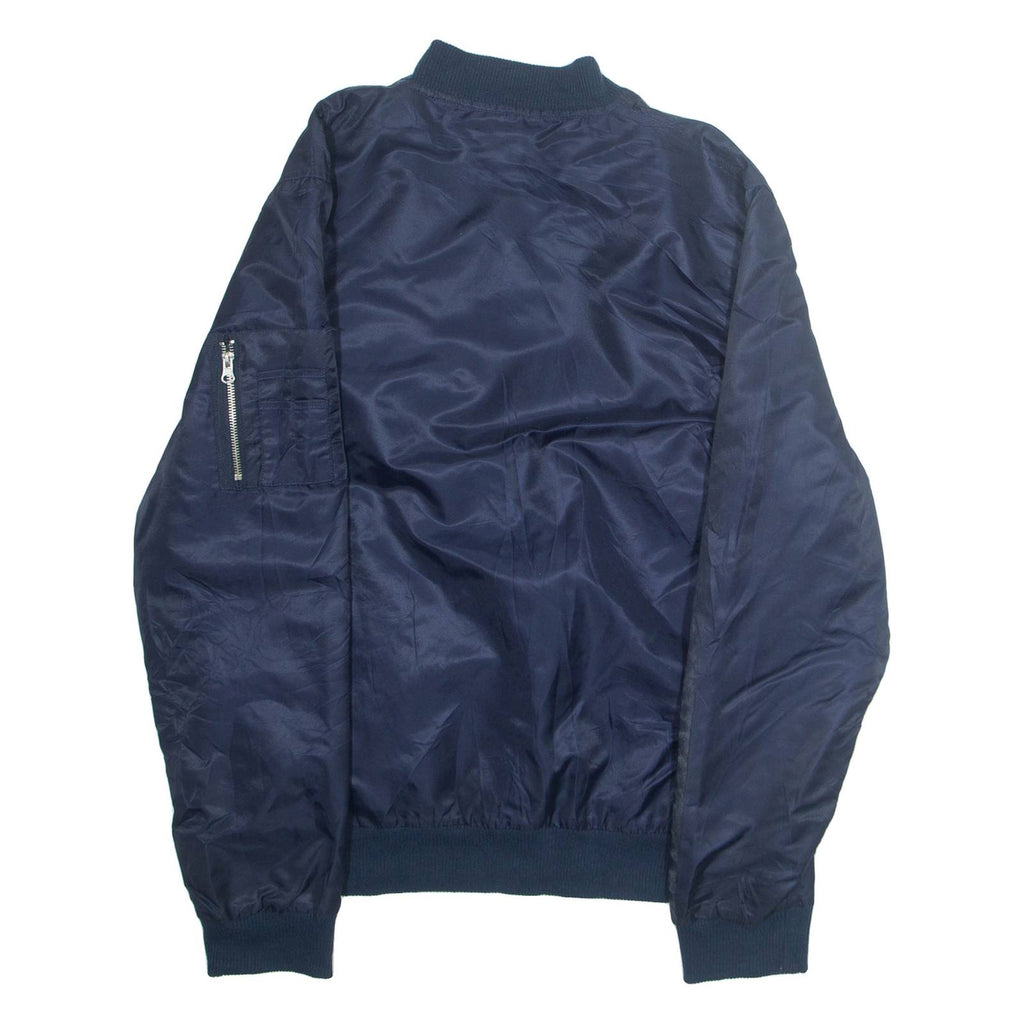 BROOKLYN CLOTHES Mens Bomber Jacket Blue Nylon L