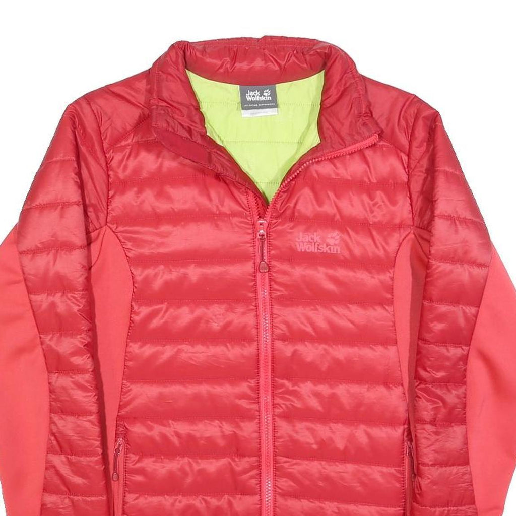 JACK WOLFSKIN Womens Red Outdoor Jacket UK 10 Polyester Blend Quilted Zip