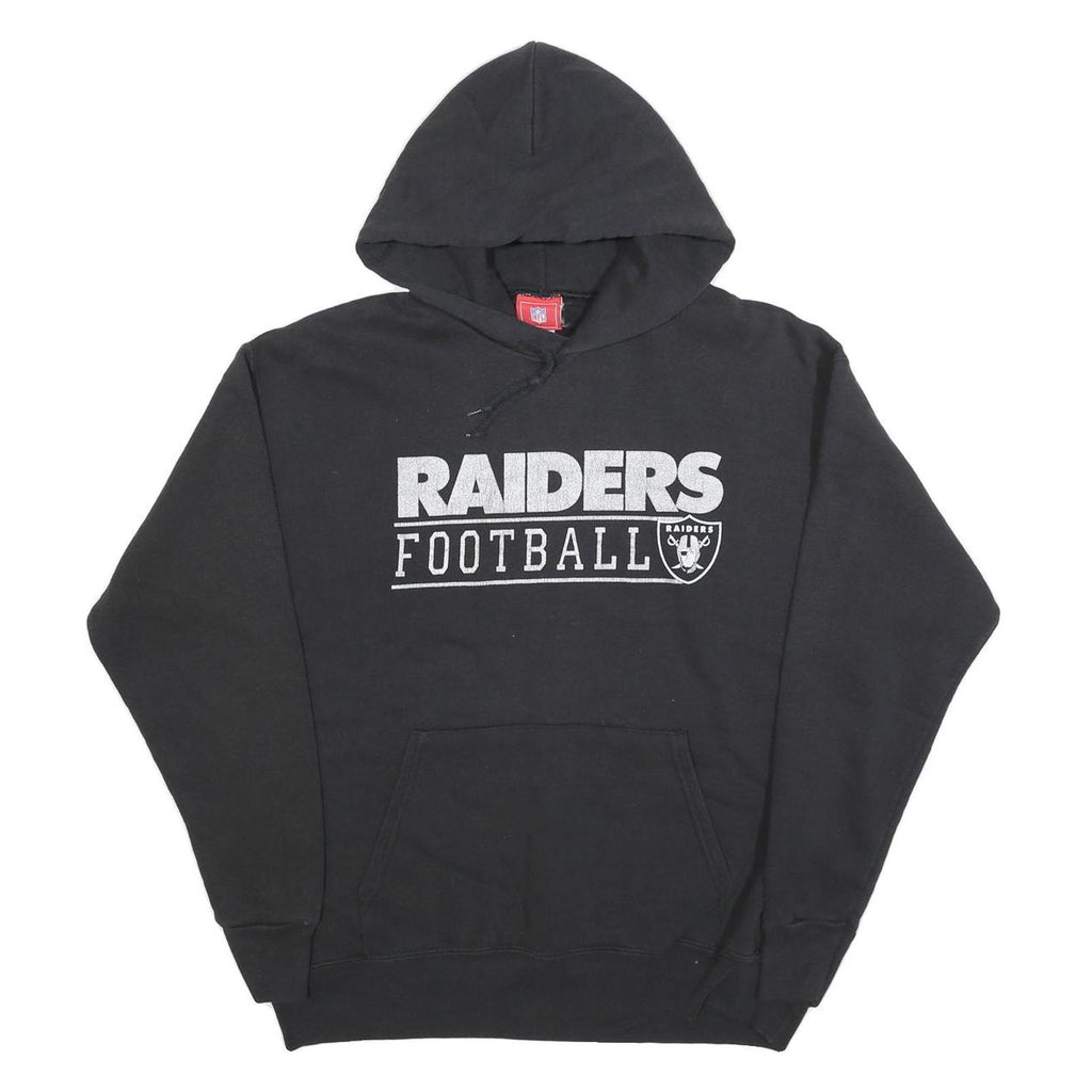 NFL Mens Black Raiders Football Pullover Hoodie L Cotton Blend Sportswear