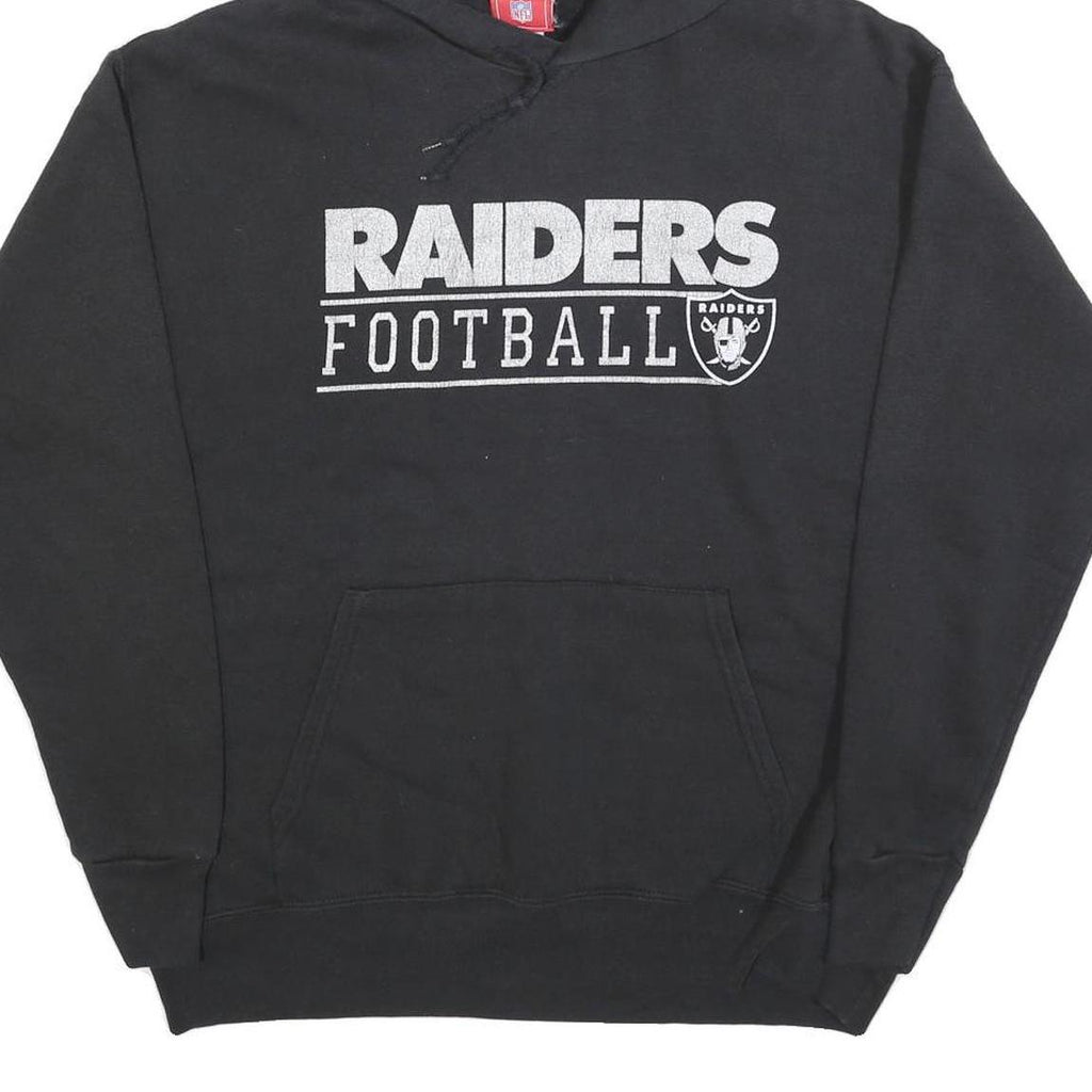 NFL Mens Black Raiders Football Pullover Hoodie L Cotton Blend Sportswear