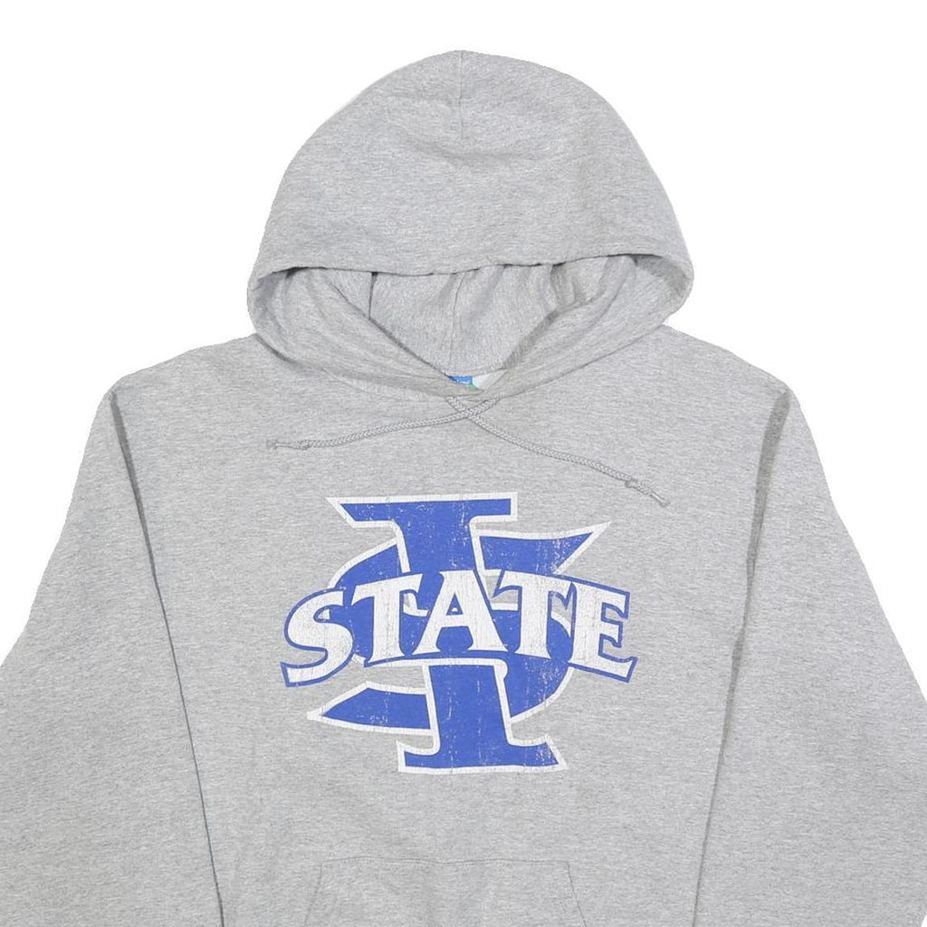 CHAMPION Mens Grey State Logo Pullover Hoodie M Cotton Blend Casual