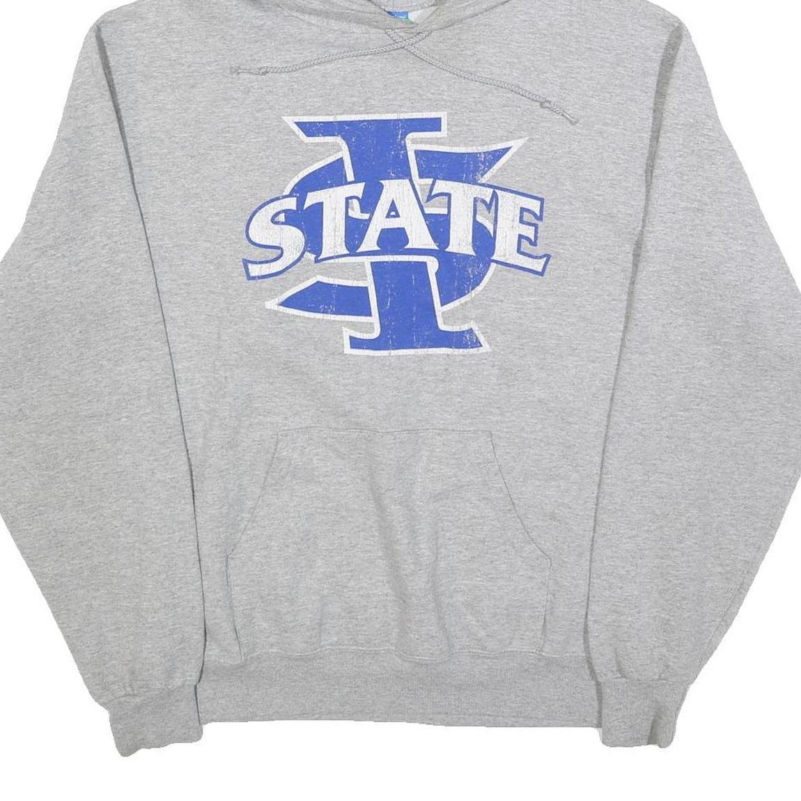 CHAMPION Mens Grey State Logo Pullover Hoodie M Cotton Blend Casual