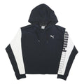 PUMA Womens Black & White Hoodie UK 10 Logo Print Cotton Blend Pullover