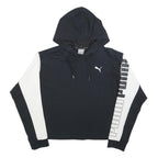 PUMA Womens Black & White Hoodie UK 10 Logo Print Cotton Blend Pullover