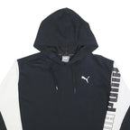 PUMA Womens Black & White Hoodie UK 10 Logo Print Cotton Blend Pullover