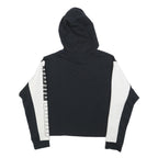 PUMA Womens Black & White Hoodie UK 10 Logo Print Cotton Blend Pullover